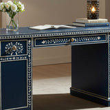 Elegant Blue Wooden Office Desk