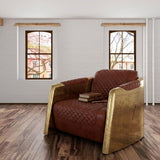 Aviator Brass Finish Spitfire Armchair detail with books on seat