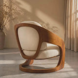 Sculptural Walnut Lounge Chair – Cream Upholstery