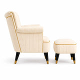 Elegant Cream Velvet Lounge Chair