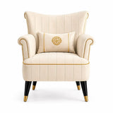 Elegant Cream Velvet Lounge Chair
