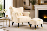 Elegant Cream Velvet Lounge Chair