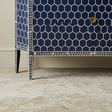 Navy Blue Bone Inlay Sideboard Cabinet
